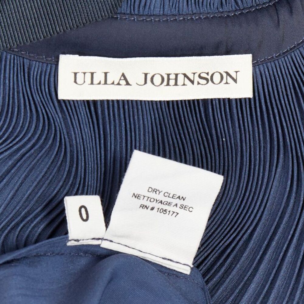 ULLA JOHNSON midnight blue pleated halter neck drawstring tie midi dress US0 XS - Picture 8 of 9